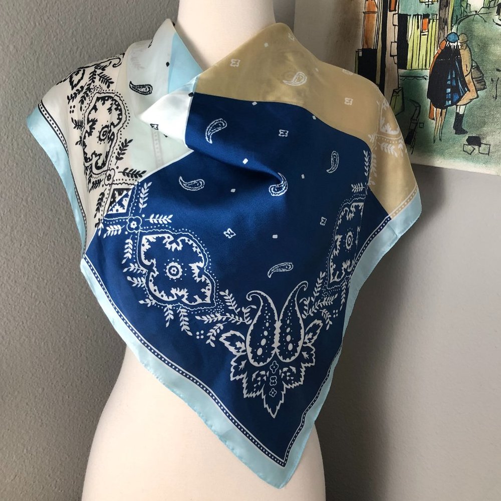 Paisley Colorblock Satin Scarf